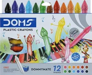 Doms Dommymate 12 Shades Plastic Crayons Erasable & Shapeneble