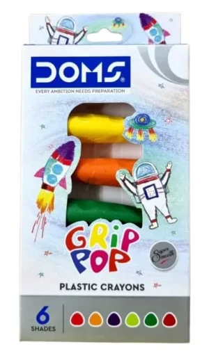 Doms Grip Pop Plastic Crayons 6 Shades For Toddlers & Kindergarten| Super Smooth, Easy Grip, Bright Colours| Non-Toxic & Safe For Children| Pack of 2