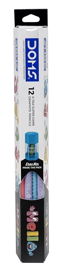Doms Hello X-Tra Dark Pencil (pastel Shades) with Free Erasner (Erase + Sharp), Black