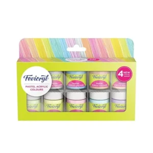 Click to see full view   VIDEO      Fevicryl Acrylic Colours Pastel Kit | 10 Colours x 15 ml | DIY Paint, Rich Pigment | Multicolour & Multi-surface | Non-Cracking Paint for Canvas, Wood, Leather, Earthenware, Metal