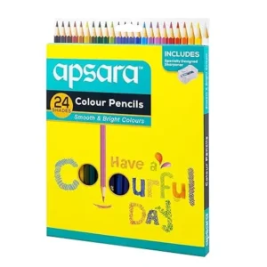 Apsara Colour Pencils | Brilliant colours | Hex Shape | Easy Grip | Superior lead quality | School & college use (24 Full Size)