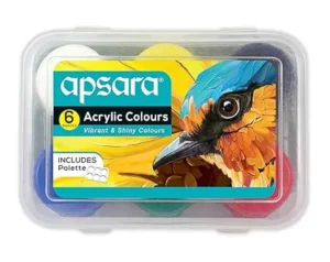 Apsara Acrylic Colour 6 Shades Kit |06 Colours x 10 ml | Multicolour & Multi-Surface | Non-Toxic & Safe Colours | Brilliant Colours | Use for Artists, Children, Boys & Girls